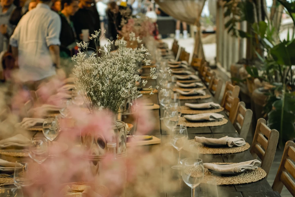 Restaurant table during a business meeting in Caparica, Portugal